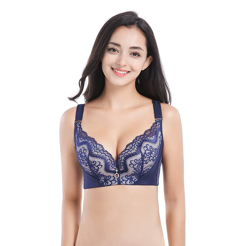 Бюстгальтер push-up Lace с стальными кольцами, нижнее белье, плюс размер