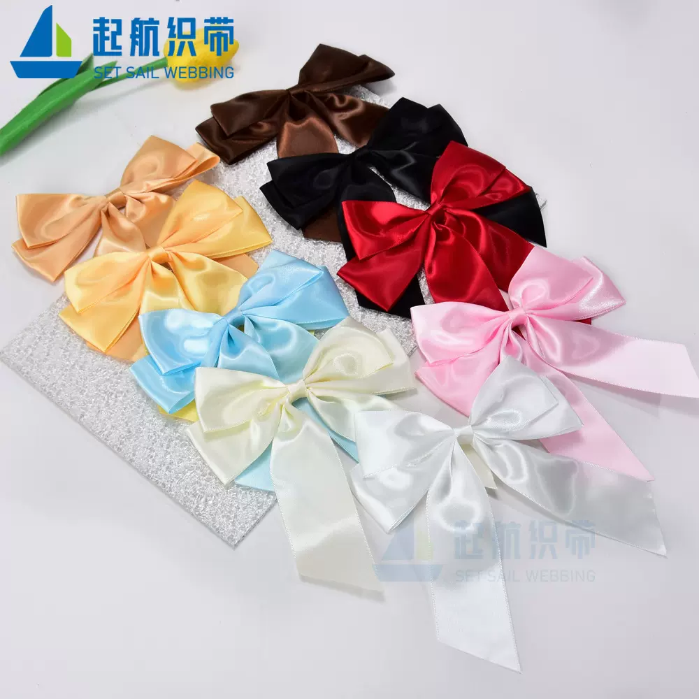 3.8香槟色涤纶带手工丝带蝴蝶结 成品装饰礼品包装彩带辅料蝴蝶结