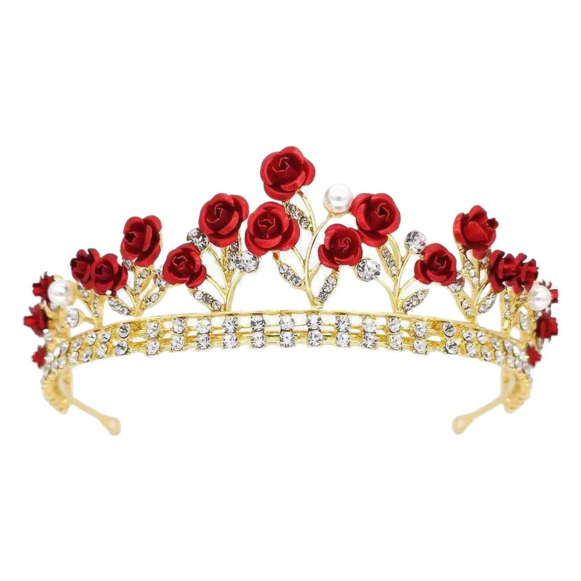 Tocado de novia de tres piezas banda de pelo coreano Mori accesorios de pelo rojo banda de pelo de hadas brindis accesorios de vestido de novia