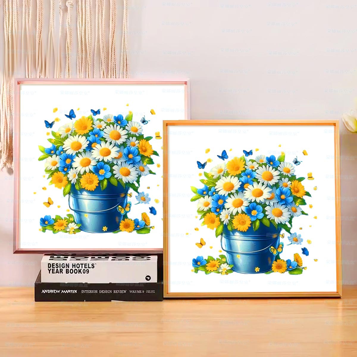Mona Lisa real punto de cruz linda flor azul nueva flor simple sala de estar moderna dormitorio bordado hecho a mano