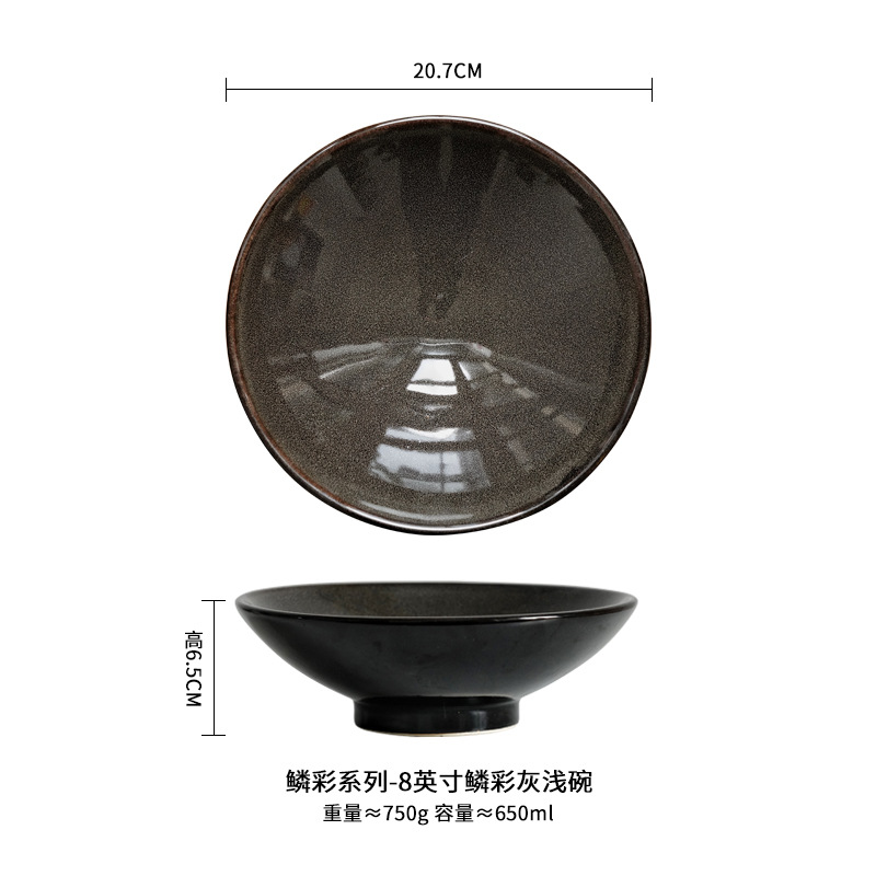 Cambio de horno de estilo japonés creativo transfronterizo tazón de cerámica tazón de ensalada de frutas plato de pasta occidental tazón de sopa de hogar tazón de fideos cuenca de sopa