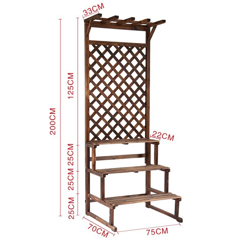Soporte de flores de madera anticorrosión Soporte de maceta rejilla de piso estante de flores de patio interior madera maciza terraza de varios pisos al aire libre