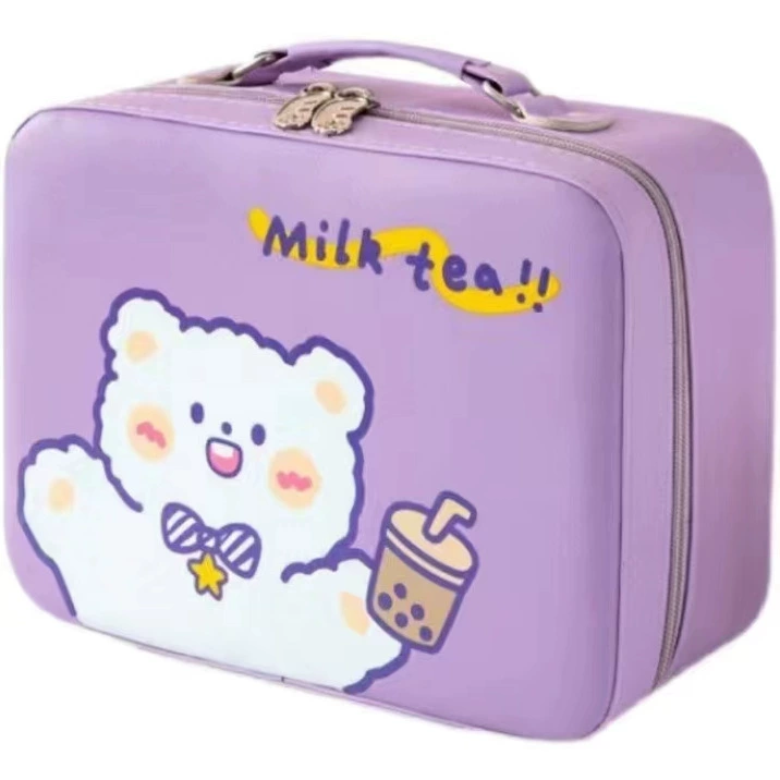Handheld capacious cosmetic bag with down, custom-made