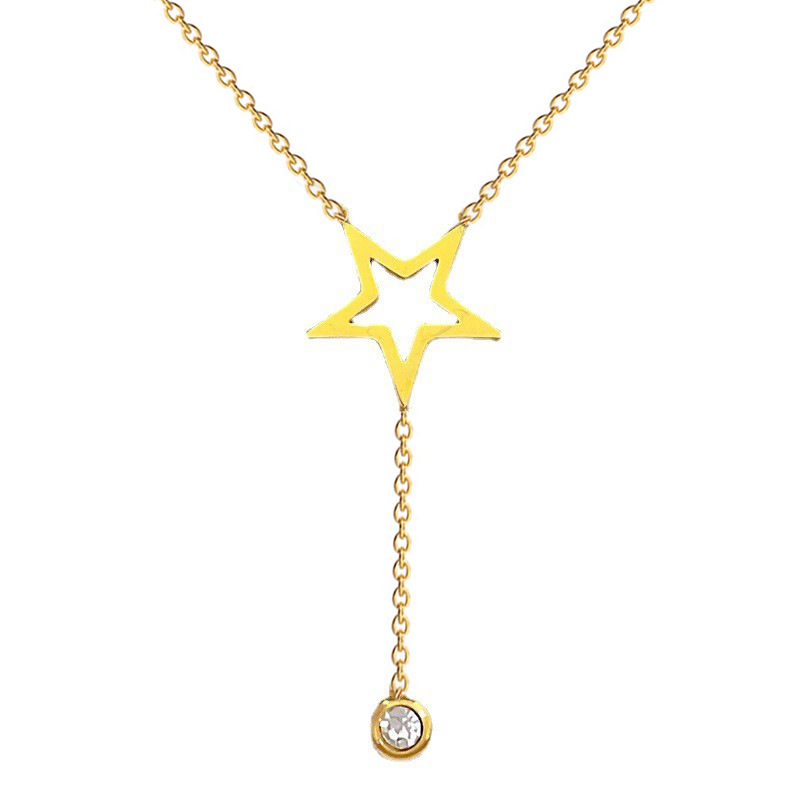 Collier chaîne minimaliste avec pendentif étoile à pompon_voghion.com