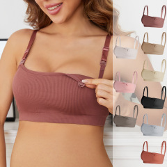 卸売り外ピン女性妊婦哺乳ブラジャーナイロン無鋼輪一枚式前開きボタン授乳専用下着