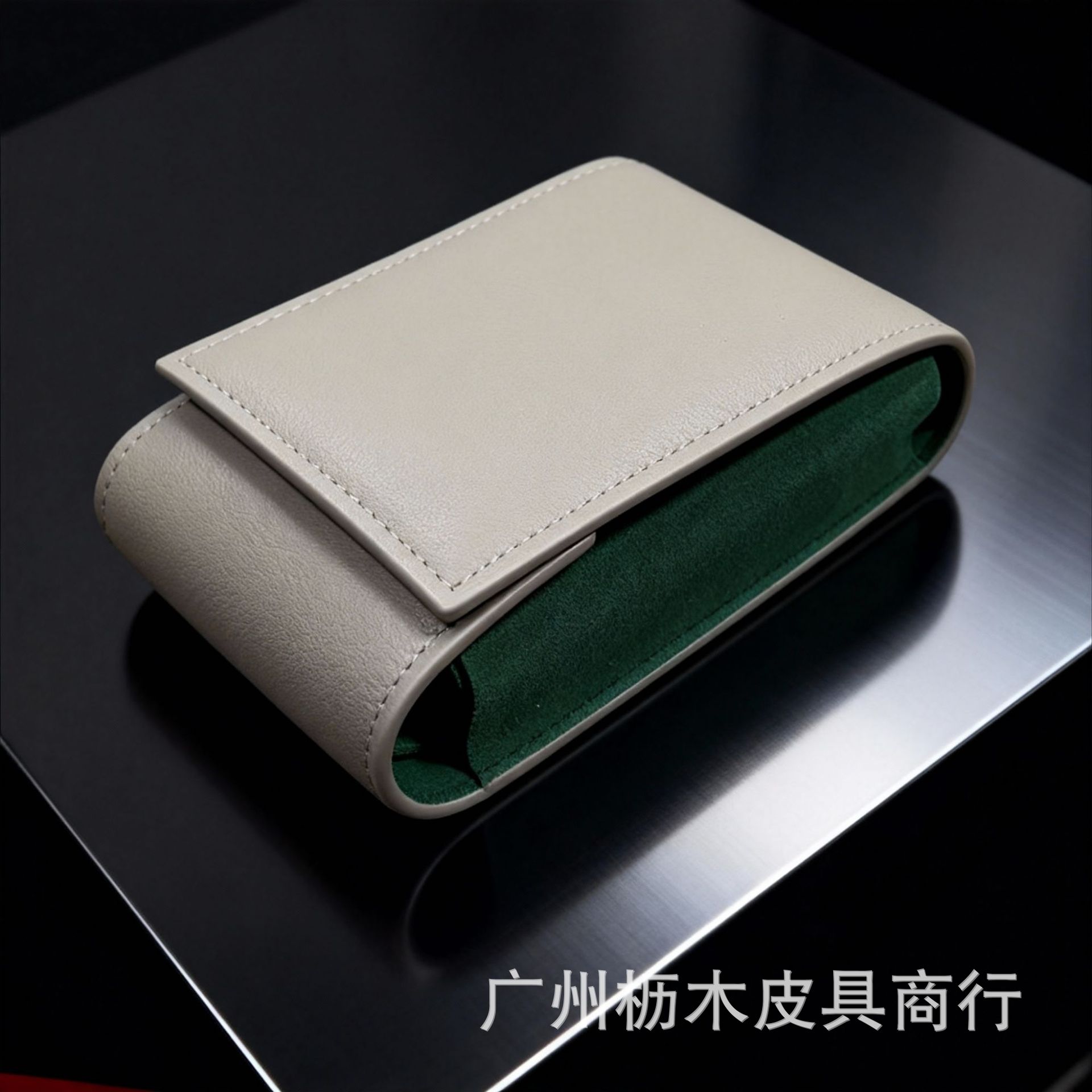 Foreign Trade Spot Laborshi Genuine Leather Watch Box Elephant Gray Green Portable Watch Cosmetics Bag High-End Suede Box
