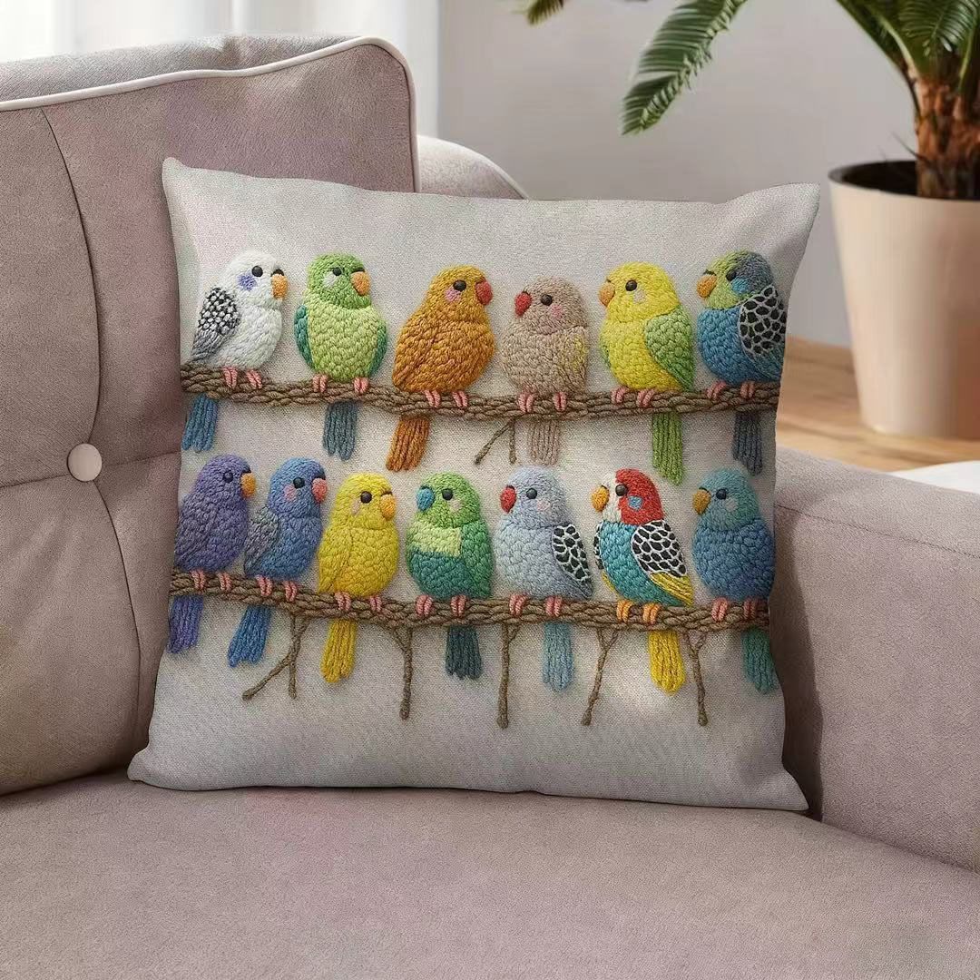 Cute Colorfulful Parrot Bird Pillow Bedroom Bedside Waist Cushion Car Sofa Decorative Cushion Cross-Border Bird Pillowcase