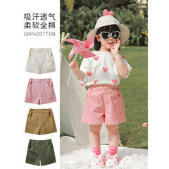 吾里卜一女童日系工裝短褲2024夏季新款百搭休閒褲兒童大口袋褲子