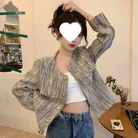 小香风短款外套女长袖装新款设计感洋气ins开衫上衣跨境一件工厂