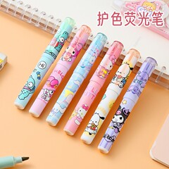 6-color fluorescent pens ultra-soft eye-protection color-marking notebook pens, pocket dual-head fluorescent pen set