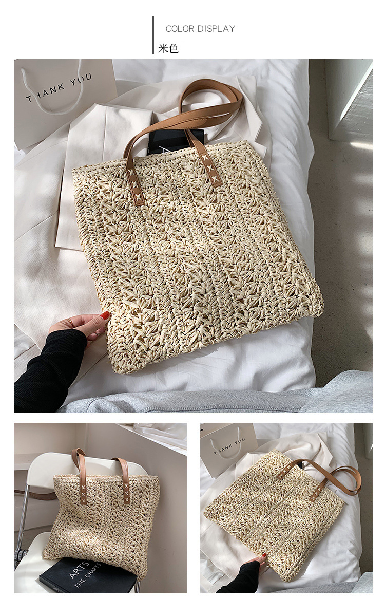 Mode Stroh Hollow Woven Bag display picture 8