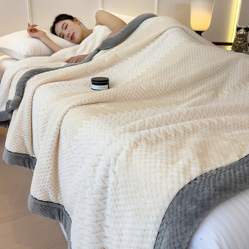 Tipo A teñido leche felp mantas de invierno gruesas mantas de cubierta caliente mantas de siesta de oficina mantas de lana de coral mantas de sofá