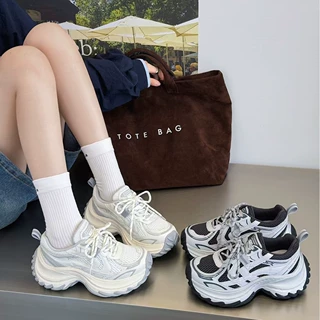 厚底增高老爹鞋女2026秋季新款网面透气松糕运动休闲鞋百搭跑步鞋