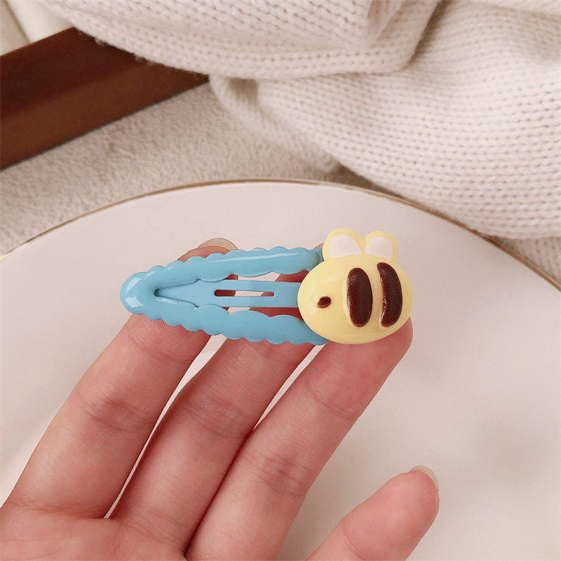 Caricatura serie de abrazaderas de abejas adorables tarjeta de miel de niña clip de corazón BB lateral clip de cabello fruncado clip de cabello tocado
