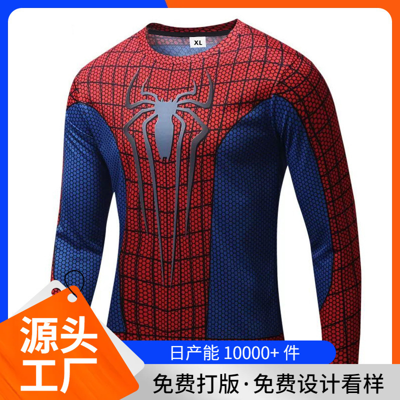 2024 Digital 3D Spider-Man Printed Fitness Suit Tight Clothes Sports Quick-drying Clothes Marvel Long-sleeved T-shirt Men's X20 2024 Digital 3D Spider-Man Printed Fitness Suit Tight Clothes Sports Quick-drying Clothes Marvel Long-sleeved T-shirt Men's X20