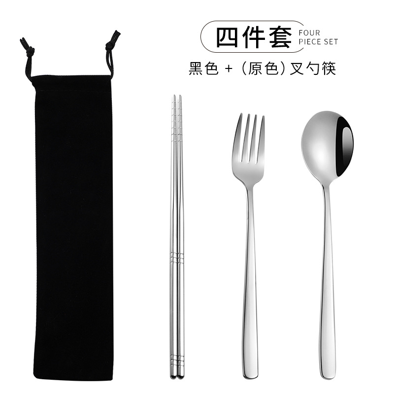 Venta caliente transfronteriza 304 paja de acero inoxidable vajilla portátil creativo chapado en oro palillos coreanos cuchara tenedor paja 7 piezas traje