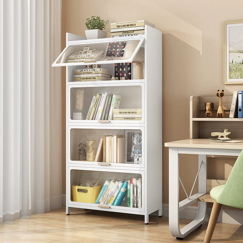 Бытовой стальной книжный шкаф, напольный многослойный шкафчик с дверью, детский кабинет, пылезащитная железная книжная полка, шкаф для хранения в гостиной