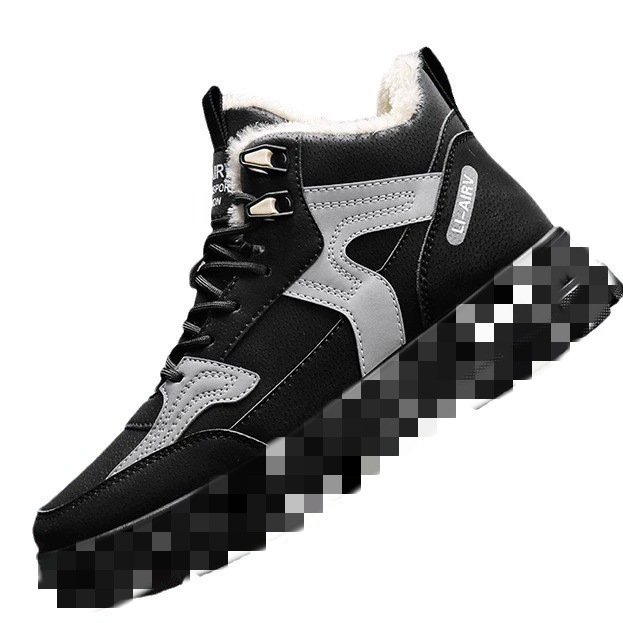 Zapatos de algodón caliente grueso de vello para estudiantes de secundaria deportivos de lona casual altura zapatos de pizarra alta zapatos de hombre invierno