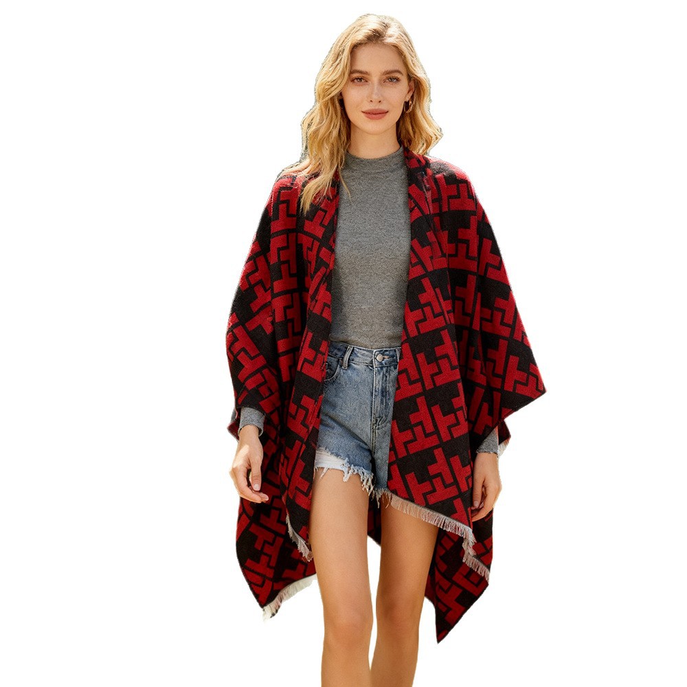 Doble capa jacquard gruesa invierno confortable dama gran chal otoño invierno oficina siesta manta