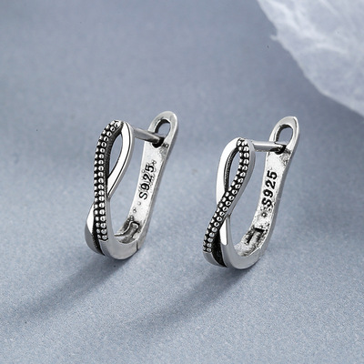 韩版时尚仿泰银女款耳夹耳扣交叉仿钻耳饰复古高级感设计饰品批发|ms