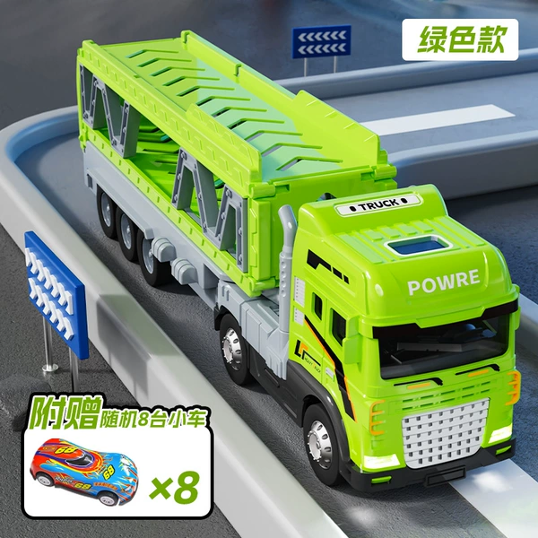 Big double-layer metal green trailer with light music railed