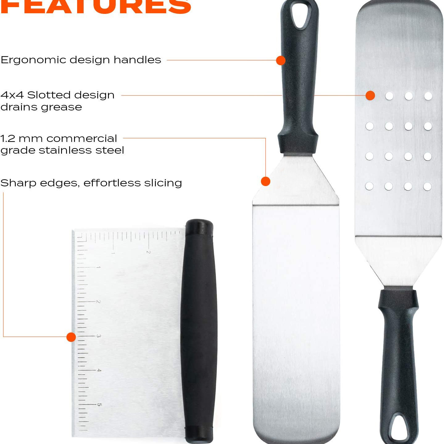 Juego de herramientas de barbacoa de acero inoxidable de Amazon, pala de cocina de barbacoa al aire libre, placa de hierro, pala de barbacoa, combinación de cuchillo, herramienta para hornear