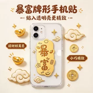 黄金手机贴纸金片金箔暴富财库冰箱贴公司活动实用小礼品定制代发