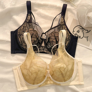 Underwear Women's Large Chest Small Chest Thin Non-cup Soft Steel Ring Lace Bra Adjustable Anti-sagging Bra