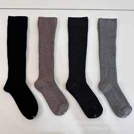 美利奴羊毛小腿袜子女秋冬双针显瘦及膝学院风高筒堆堆长筒潮袜子
