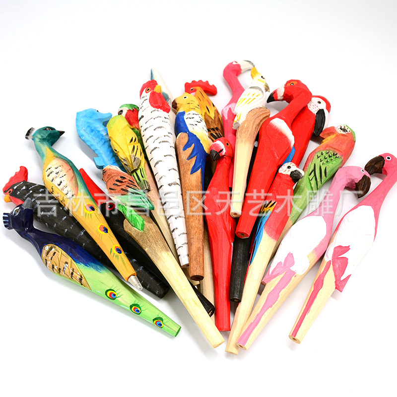 现货 手工木雕中性笔 圆珠笔 可换笔芯 工厂直销 景区 地摊 动物