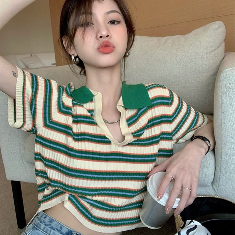 Retro knitted thin summer small design sweater