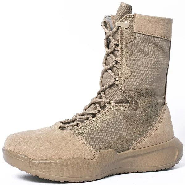 Men's High-Top Combat Tactical Boots, Outdoor Desert Hiking and Mountaineering Boots, Wear-Resistant, Non-Slip, High-Top, for Field Training and Duty