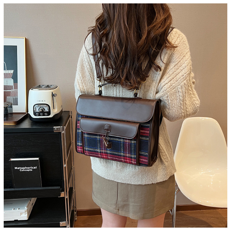 Naiste ruuduline crossbody seljakott sügis- ja talvehooajaks_voghion.com
