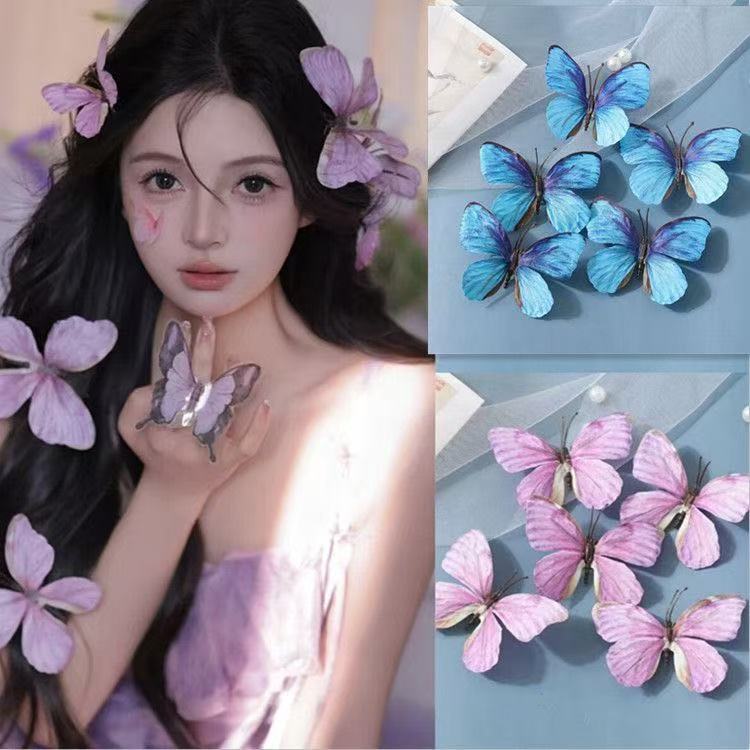 Fall into the secret realm! Simulation super fairy butterfly hairpin! Internet Celebrant Silk Cloth Three-dimensional Butterfly Jewelry Hairpin Women's Hair Accessories
