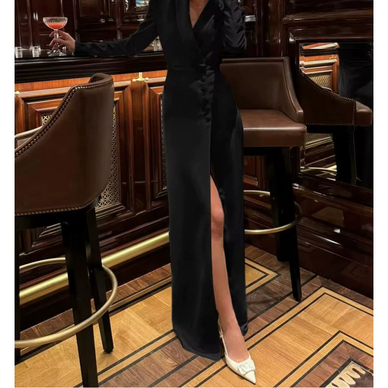 Новое европейское и американское хитовое белое облегающее платье с V-образным вырезом для внешней торговли.