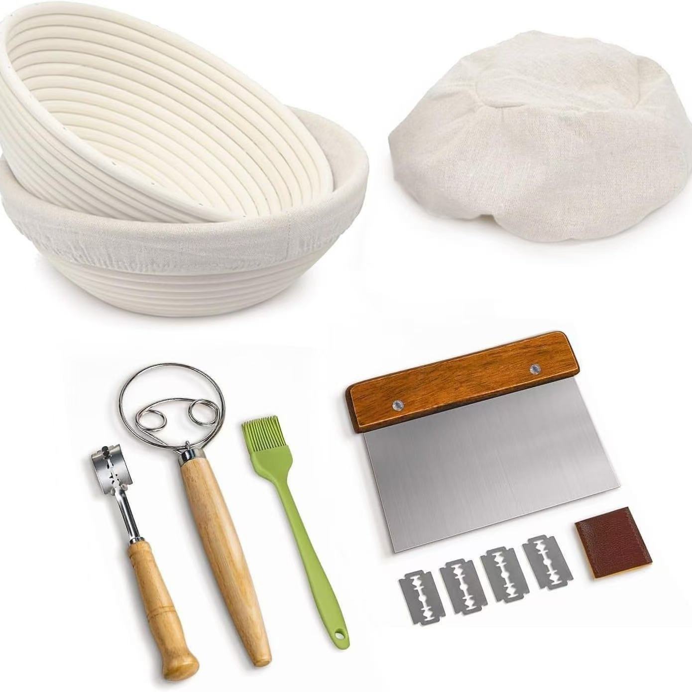 Amazon Banneton Fermentation Basket Tool Set Pan Panadería hecha a mano Canasta Panadería