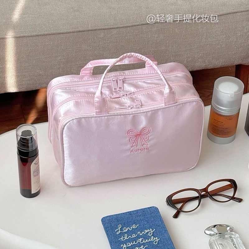 新款三层化妆包大容量分区分层便携外出旅行收纳包手提防水洗漱包|undefined