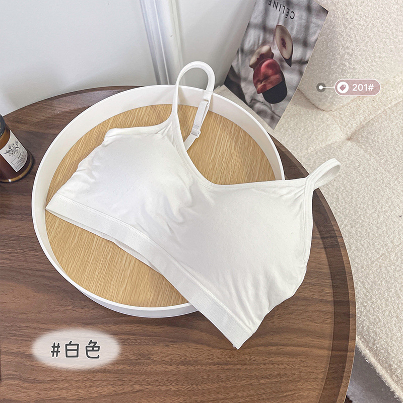 Sling para mujer Sujetador de verano de una pieza con almohadilla para el pecho, chaleco trasero de belleza, ropa interior sin costuras, tirantes finos con posavasos