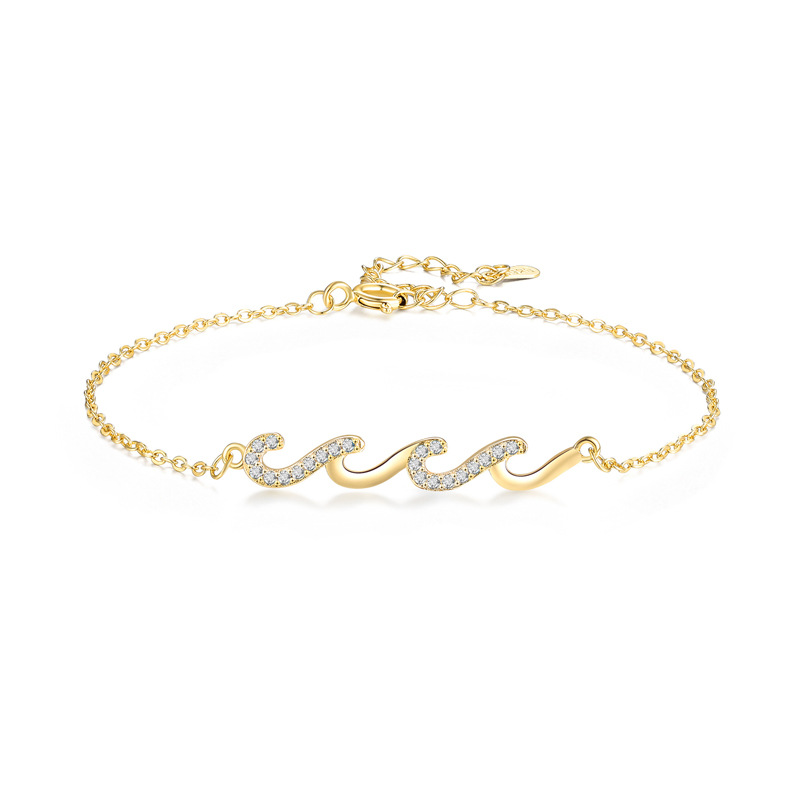 Minimalist Wave Chain Bracelet For Women Retro Style Silver Tone_voghion.com