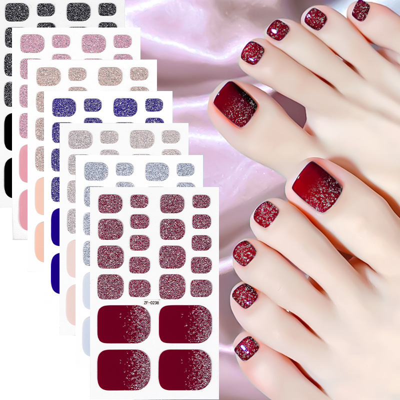 Zhengxiang Factory Customized Pure Color Onion Powder Nail Polish Film Foot Nail Stickers Oem Adhesive Waterproof Toe Nail Stickers Odm
