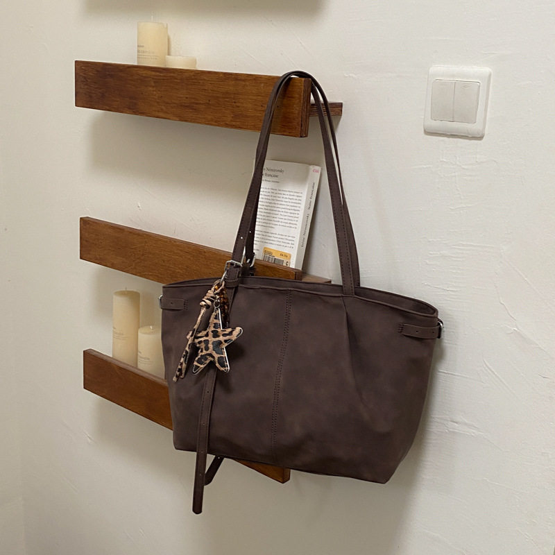 Túi tote đeo vai cỡ lớn , túi xách tay quai đôi tiện dụng đi làm hằng ngày — Màu cà phê Không có mặt dây chuyền, Màu xanh lá cây không có mặt dây chuyền, Màu xám không có mặt dây chuyền, Đen không có mặt dây chuyền chi tiết 11