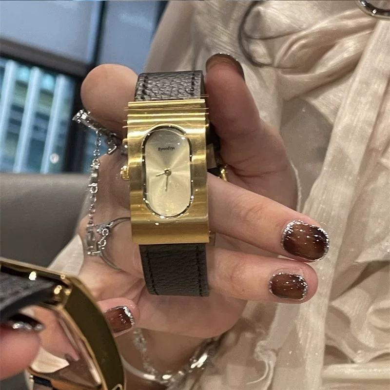 Byronfrye Rectangular glossy belt, retro swiss watch, simple and elegant design