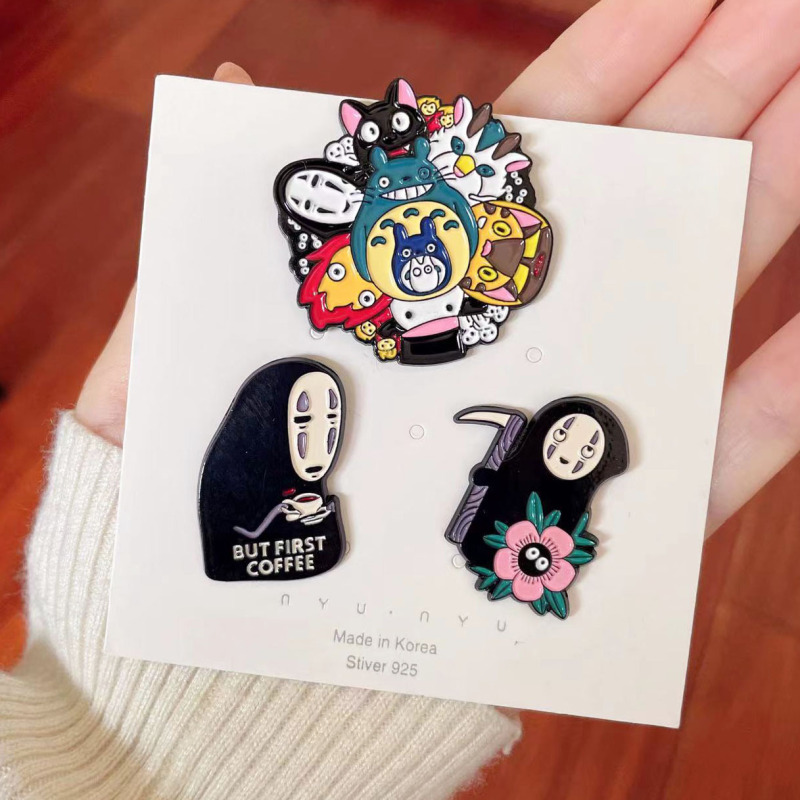 Spirited Away Anime Brooch Cartoon Faceless Male Funny Metal Badge Japanese Secondary Peripheral Character Accessories Spirited Away Anime Brooch Cartoon Faceless Male Funny Metal Badge Japanese Secondary Peripheral Character Accessories