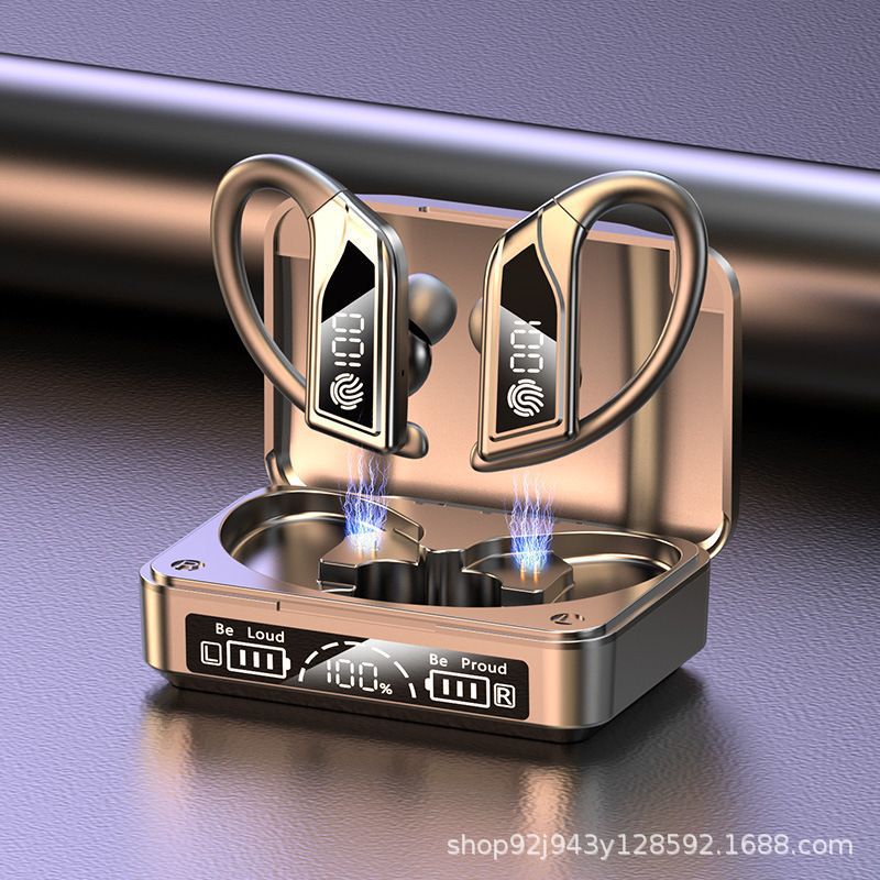 Q8 transfronterizo nuevo auriculares Bluetooth inalámbricos verdaderos colgando auriculares de alta gama reducción de ruido de alto valor de visualización digital super larga duración de la batería al por mayor