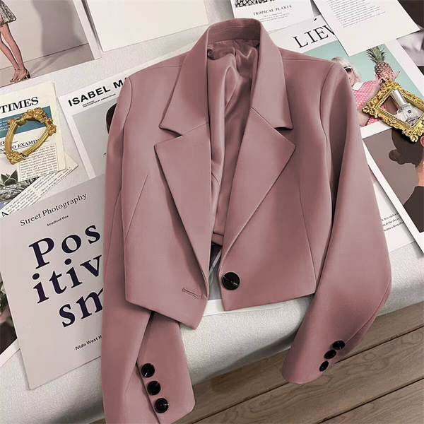 Autumn short white classic suit jacket