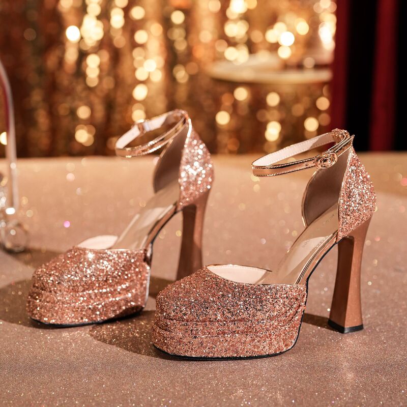 Y9797-2 Mary Jane Double Layer Platform Thick Heel Square Heel Sequined Hollow Sandals Lolita Dress Y9797-2 Mary Jane Double Layer Platform Thick Heel Square Heel Sequined Hollow Sandals Lolita Dress
