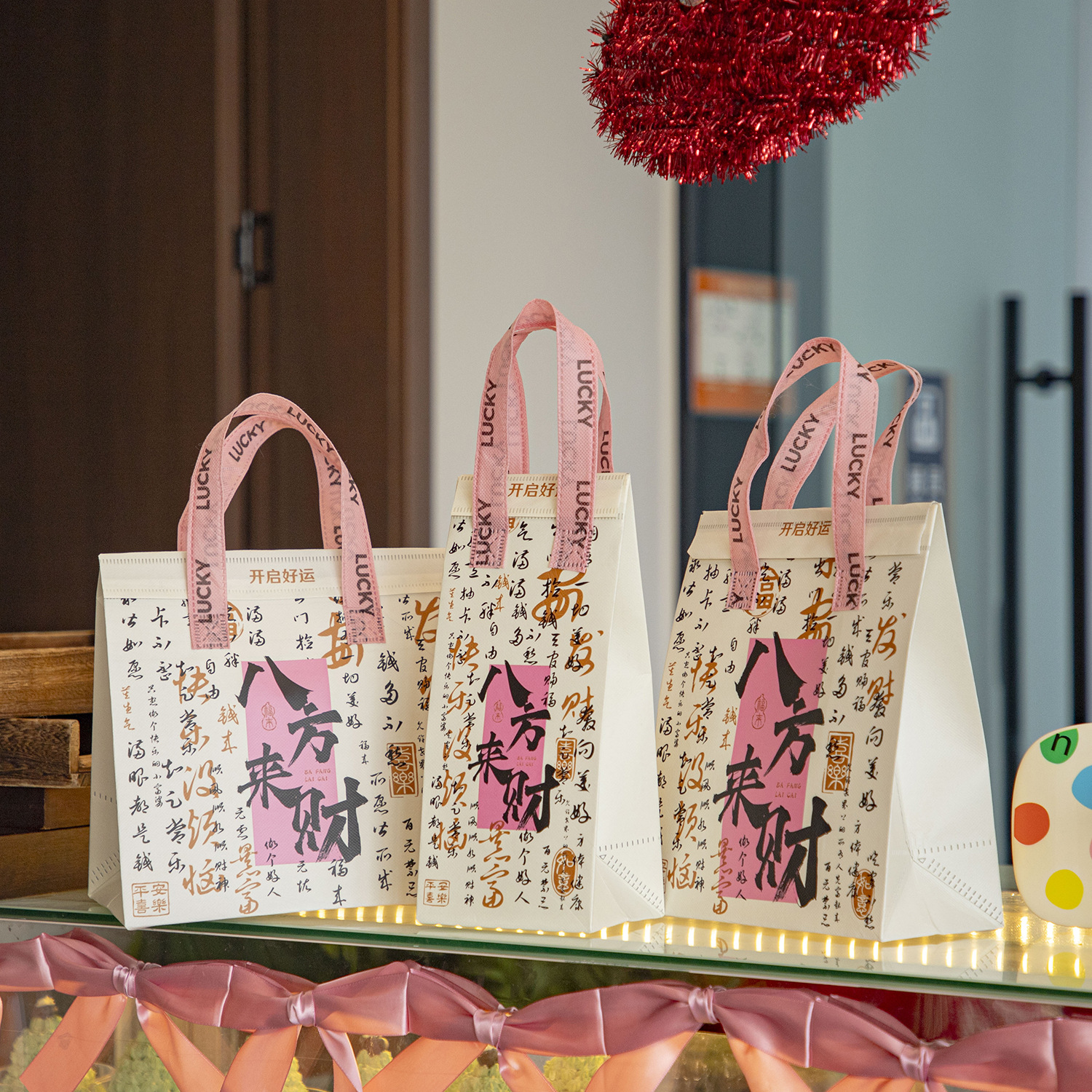 八方来财无纺布加厚打包袋甜品奶茶专用保冷保温袋手提外卖铝箔袋