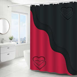 浴帘跨境批发涤纶3d数码印淋浴帘防水浴帘浴室隔断