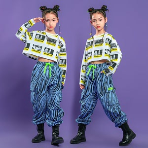 Girls kids children hiphop street Jazz dance suit costumes rapper singer stage dance show clothing show hip-hop dancing outfits for girls