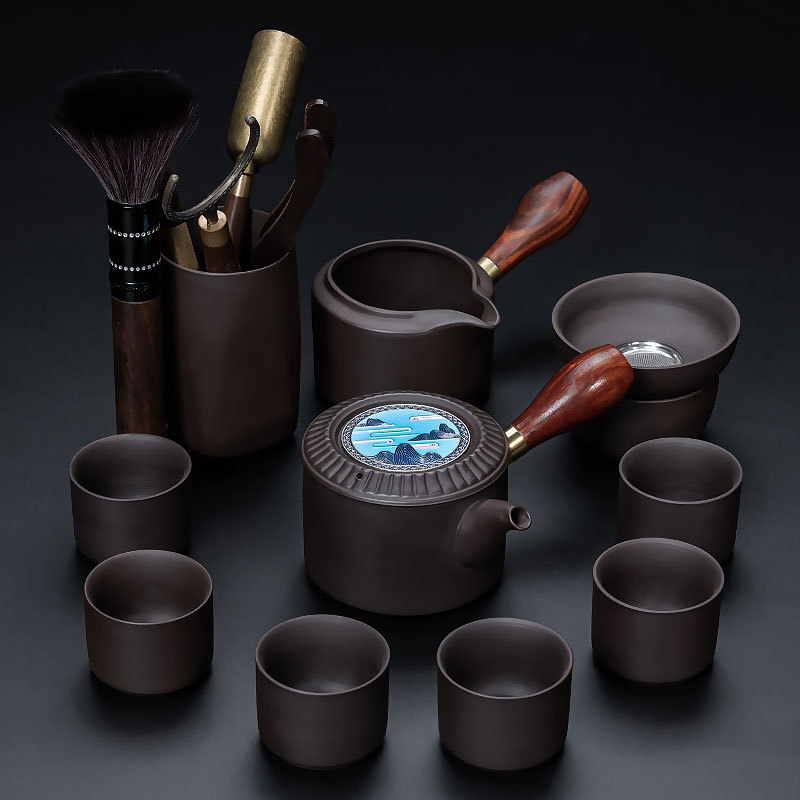 ✲☾☾✲10 보라색 모래(봉래 원더랜드) 측면 손잡이/목재+다도/합금✲☾☾✲